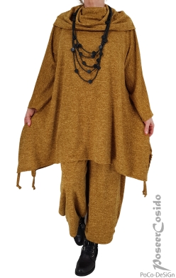 Simona Long Strick Pullover curry