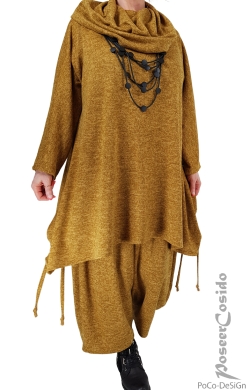 Simona Long Strick Pullover curry