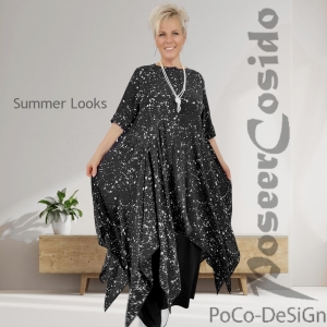 LOLA Blusen-Tunika Kleid schwarz ecru