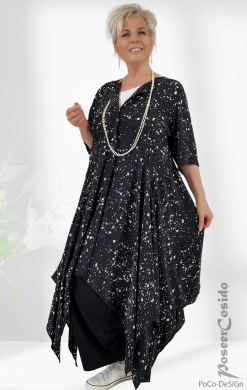 LOLA Blusen-Tunika Kleid schwarz ecru