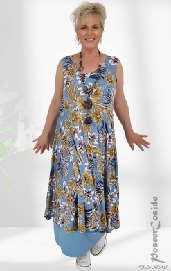 Carina Long Top Shirt Kleid hell-blau floral