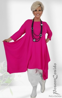 Vera Long Shirt Tunika-Kleid pink und schwarz