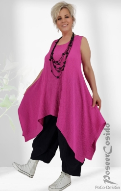 Long Bogen Top Kurz-Kleid Abby Cloque pink fuchsia