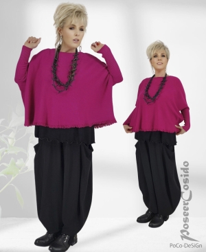 E-Women Strick-berwurf Kurz Pullover pink