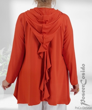 Maxikapuzen-Long-Shirt orange Lagenlook