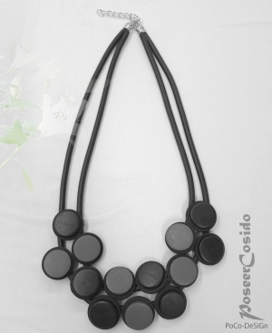 Halskette Lagenlook Kautschuk schwarz grau