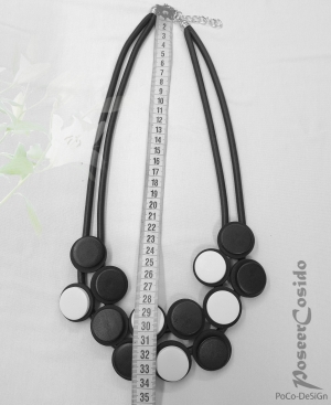 Halskette Lagenlook Kautschuk schwarz grau wei