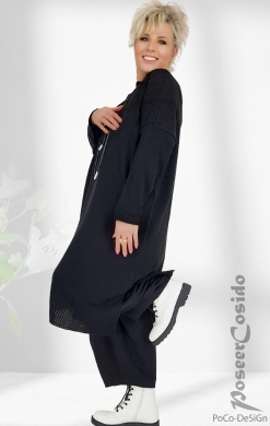AKH Strick Long Pullover Kleid schwarz