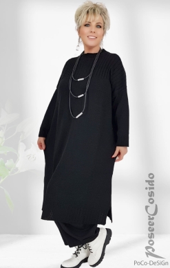 AKH Strick Long Pullover Kleid schwarz