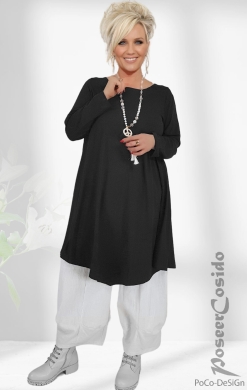 Spain Longshirt Tunika-Kleid schwarz