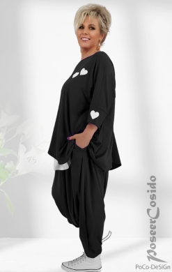 Samoa Herz Print Oversize Shirt schwarz