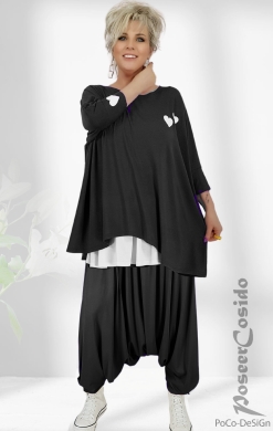 Samoa Herz Print Oversize Shirt schwarz