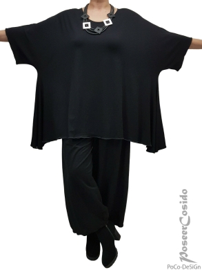 Big Size Oversize Long-Shirt schwarz 56-64