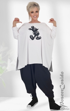 Stulpenarm Print Shirt schwarz & weiß