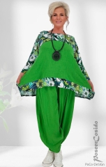 Athene Materialmix Shirt Kontrast grün floral