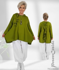 Maxikapuzen-Long-Shirt moos grün Lagenlook