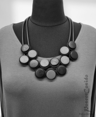 Halskette Lagenlook Kautschuk schwarz grau