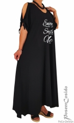 Luna Sol Lagenlook Kleid schwarz Print