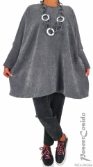 LARA Nicki Pullover schwarz oder silber grau